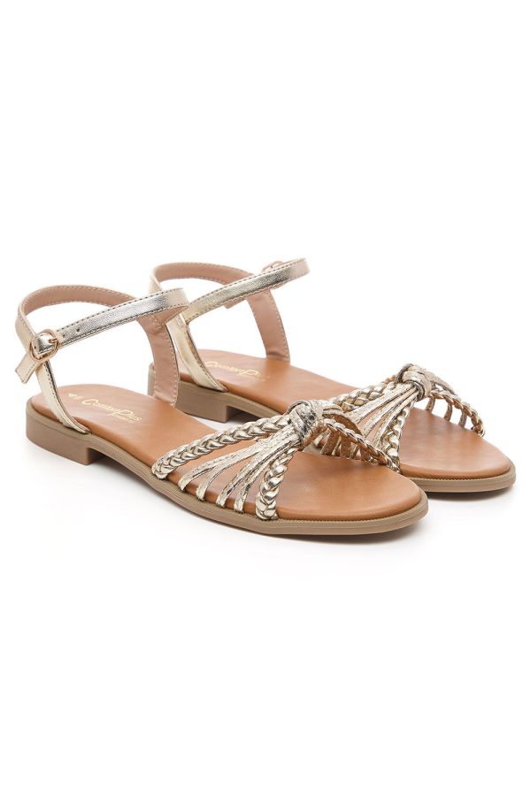 Bonmarche Gold Twist Detail Flat Sandals