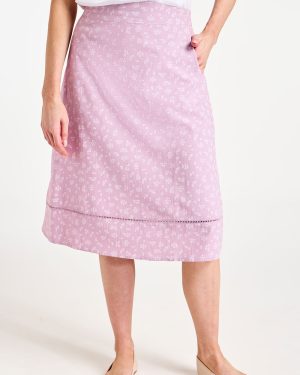 Bonmarche Women's Purple Ditsy Sprig A-line Skirt, Size: 10 - Holiday Clothes