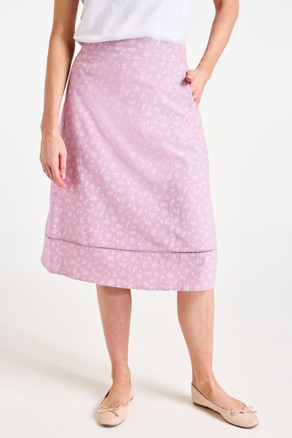 Bonmarche Women's Purple Ditsy Sprig A-line Skirt, Size: 10 - Holiday Clothes