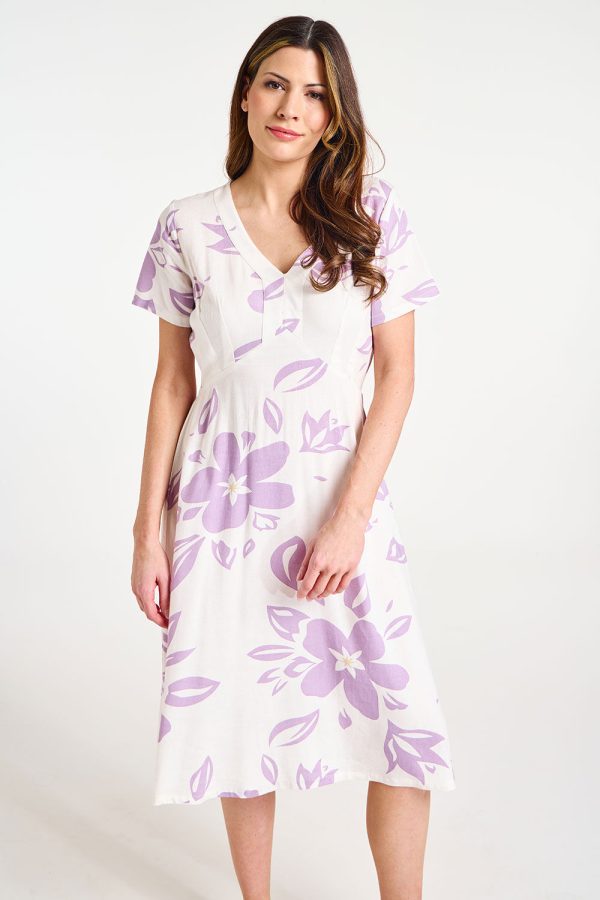 Bonmarche Women's White Floral Print Tea Dress, Size: 10 - Holiday Clothes
