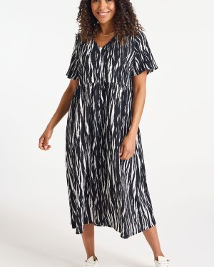 Bonmarche Zebra Print Crinkle Smock Dress