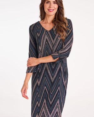 Bonmarche Zig Zag Glitter Brillo Shift Dress