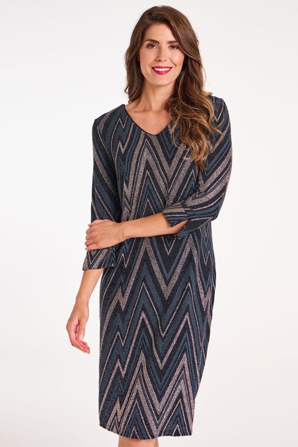 Bonmarche Zig Zag Glitter Brillo Shift Dress
