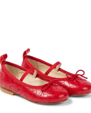 Bonpoint Embroidered leather ballet flats