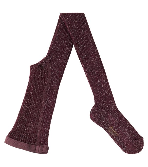 Bonpoint Thomini ribbed-knit cotton-blend lame tights