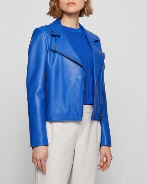 Boss C_Saleli Leather Jacket - Blue