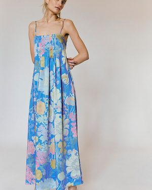 Botanical Maxi Dress at Free People in Blue Combo, Size: XS