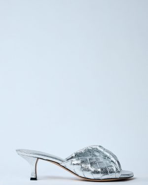 Bottega Veneta Blink Heeled Mules - Woman Sandals Silver Eu - 40