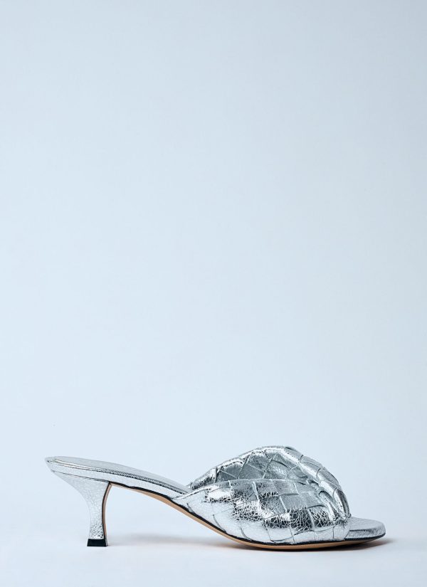 Bottega Veneta Blink Heeled Mules - Woman Sandals Silver Eu - 40
