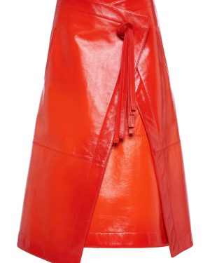 Bottega Veneta - Degrade-Leather Midi Wrap Skirt - Red - IT 40 - Moda Operandi