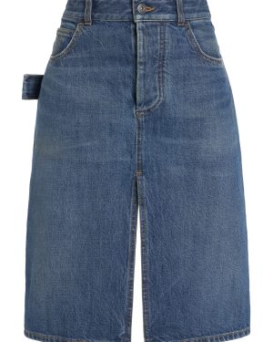 Bottega Veneta - Denim Midi Skirt - Medium Wash - IT 38 - Moda Operandi