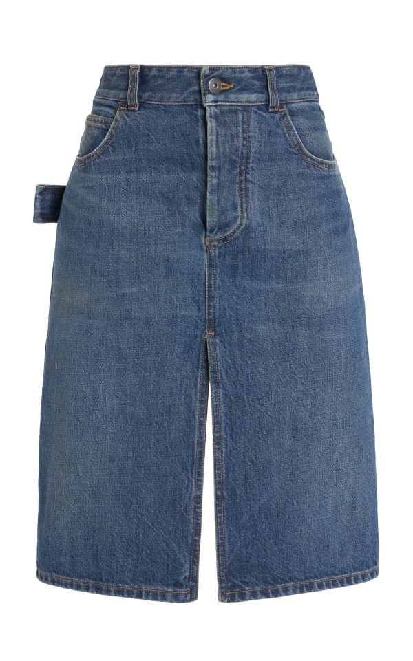 Bottega Veneta - Denim Midi Skirt - Medium Wash - IT 38 - Moda Operandi