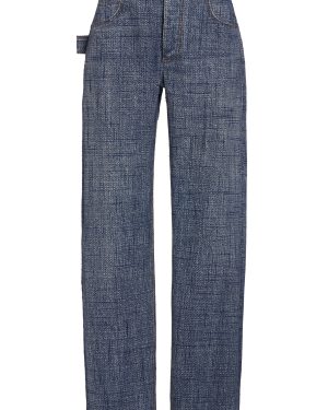 Bottega Veneta - Denim-Print Straight-Leg Trousers - Blue - IT 40 - Moda Operandi