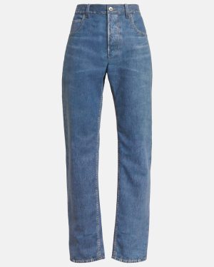 Bottega Veneta Denim-printed wide-leg leather pants