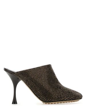 Bottega Veneta Embellished Suede Sparkle Dot Sock Mules