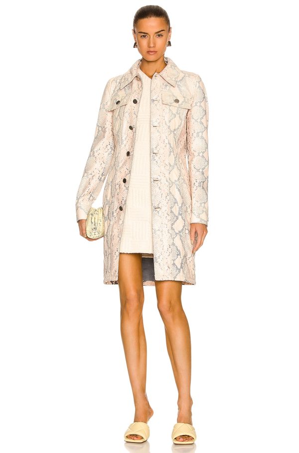 Bottega Veneta Faded Python Print Coat in Cantaloupe & Black - Neutral. Size 38 (also in 40).