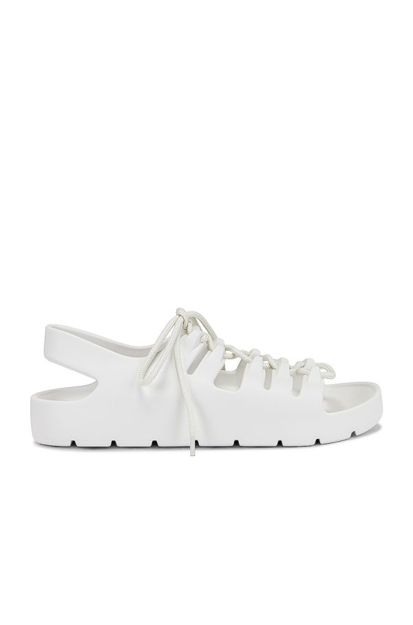 Bottega Veneta Jelly Lace Up Sandals in Chalk - White. Size 39 (also in 41).