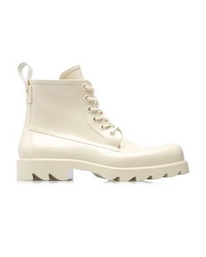 Bottega Veneta - Lace-Up Rubber Ankle Boots - White - IT 36 - Moda Operandi
