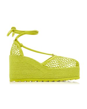 Bottega Veneta - Lace-Up Wedge Espadrilles - Green - IT 40 - Moda Operandi