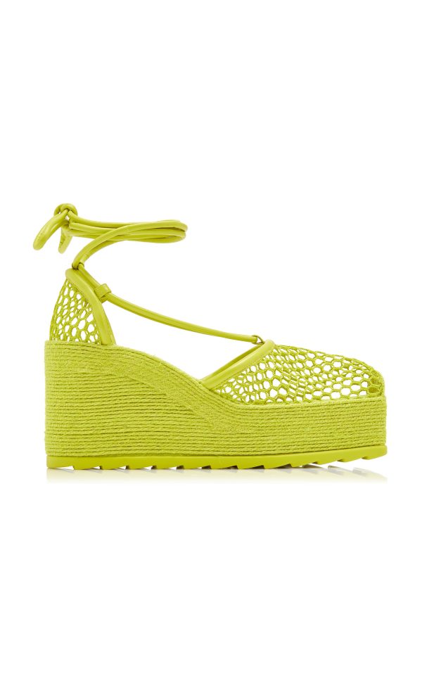 Bottega Veneta - Lace-Up Wedge Espadrilles - Green - IT 40 - Moda Operandi