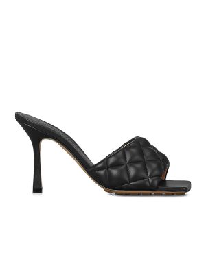 Bottega Veneta Leather Quilted Mules in Black - Black. Size 36.5 (also in 36, 37.5, 39.5, 40).