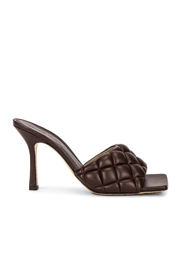 Bottega Veneta Leather Quilted Mules in Chocolate Spread - Brown. Size 38 (also in ).