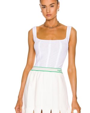 Bottega Veneta Lightweight Fluid Viscose Loops Bodysuit in White - White. Size L (also in M).