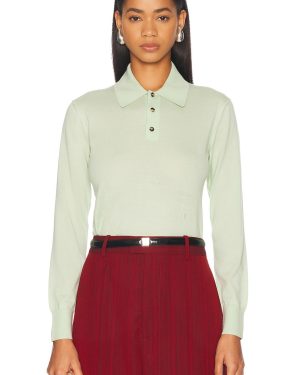 Bottega Veneta Long Sleeve Polo Top in Aquamarine - Green. Size L (also in M).