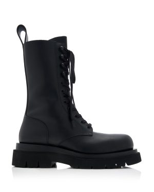 Bottega Veneta - Lug Lace-Up Boot Military Calf - Black - IT 35 - Moda Operandi