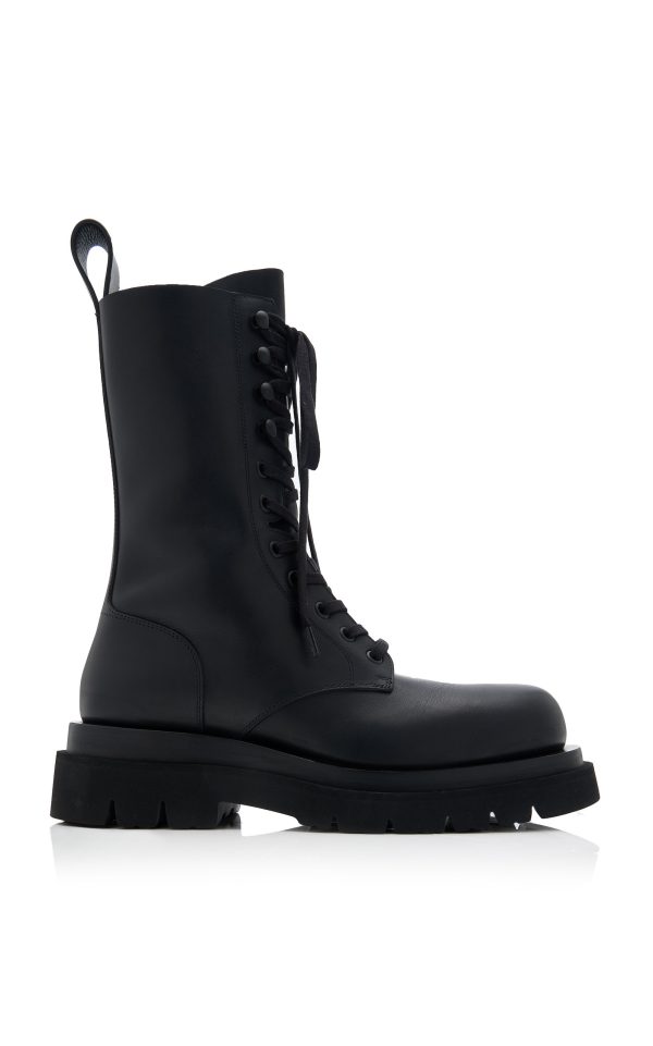 Bottega Veneta - Lug Lace-Up Boot Military Calf - Black - IT 35 - Moda Operandi