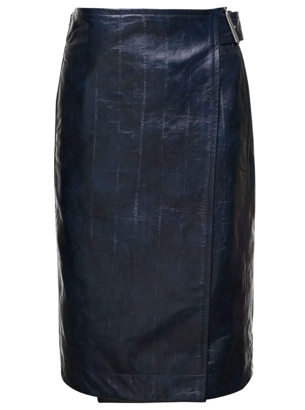 Bottega Veneta Midi Belted Wrap Skirt In Leather