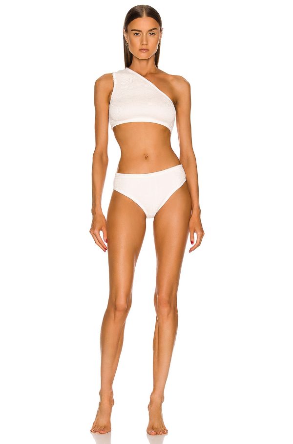Bottega Veneta Nylon Crinkle Bikini Set in White - White. Size L (also in XL).