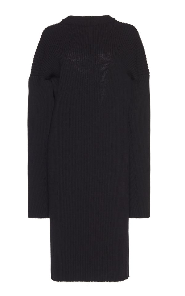 Bottega Veneta - Open-Back Knitted Wool-Blend Midi Dress - Black - S - Moda Operandi