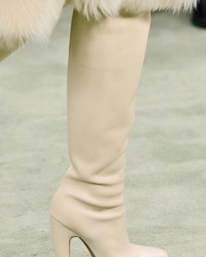 Bottega Veneta - Over-The-Knee Leather High Heel Boots - Ivory - IT 38 - Moda Operandi