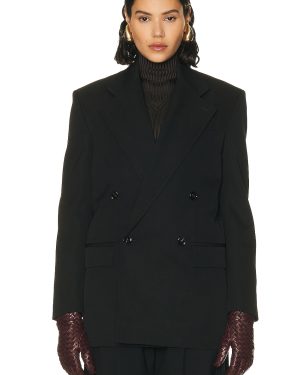 Bottega Veneta Oversized Double Breasted Blazer in Black - Black. Size 36 (also in ).