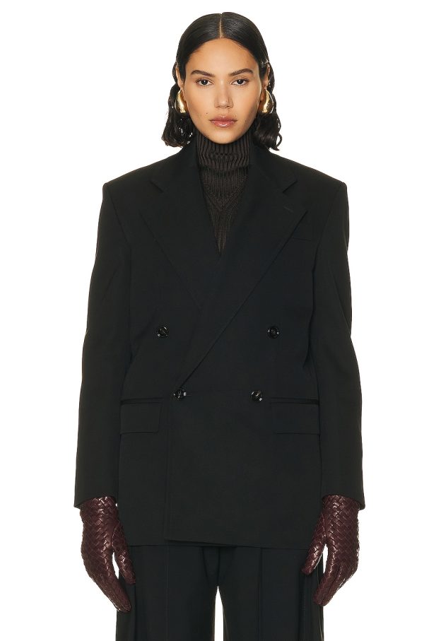 Bottega Veneta Oversized Double Breasted Blazer in Black - Black. Size 36 (also in ).