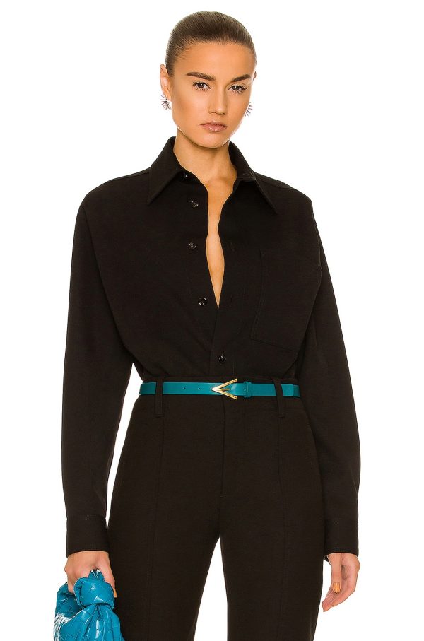 Bottega Veneta Oversized Grain De Poudre Shirt in Black - Black. Size 40 (also in ).