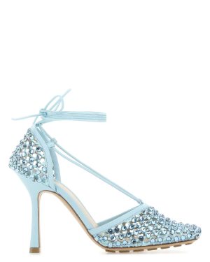 Bottega Veneta Pastel Light-blue Mesh Stretch Sandals