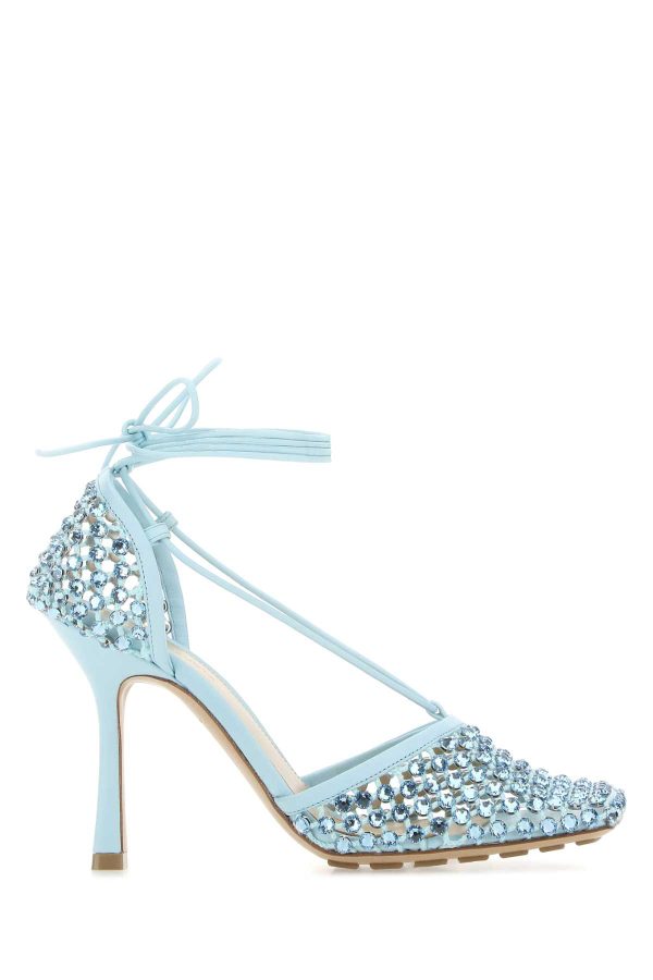 Bottega Veneta Pastel Light-blue Mesh Stretch Sandals