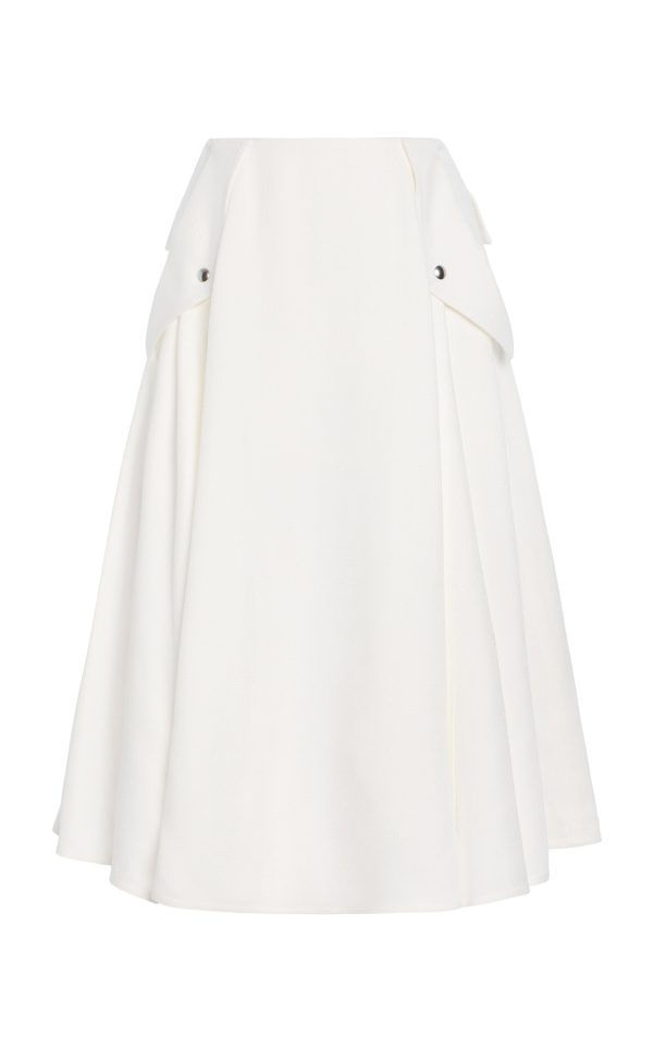 Bottega Veneta - Pleated Twill Midi Skirt - White - IT 42 - Moda Operandi