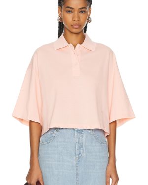 Bottega Veneta Polo Top in Powder Pink - Blush. Size L (also in M, XS).