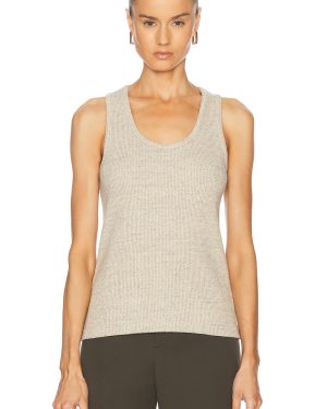 Bottega Veneta Ribbed Tank Top in Light Beige Melange - Beige. Size M (also in S).