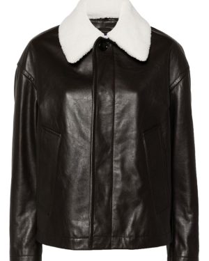 Bottega Veneta Shearling Collar Leather Jacket