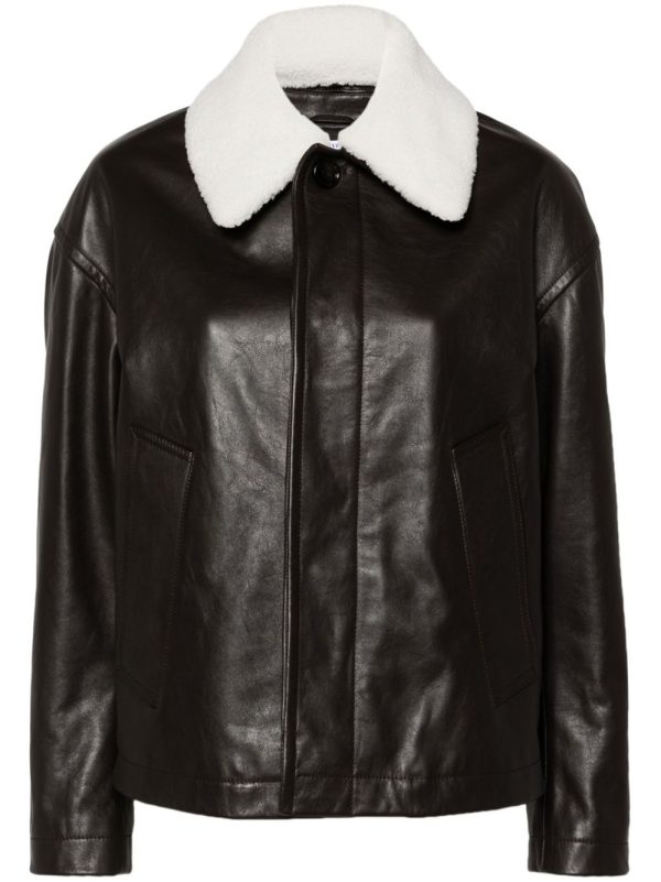 Bottega Veneta Shearling Collar Leather Jacket
