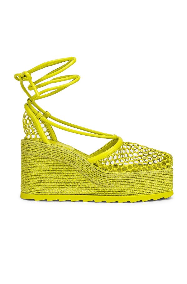 Bottega Veneta Stretch Lace Up Espadrilles in Kiwi - Green. Size 38 (also in 39, 40).