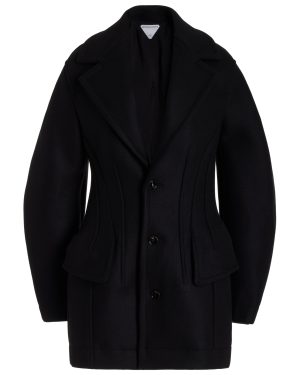 Bottega Veneta - Stretch-Wool Felt Short Coat - Black - IT 38 - Moda Operandi