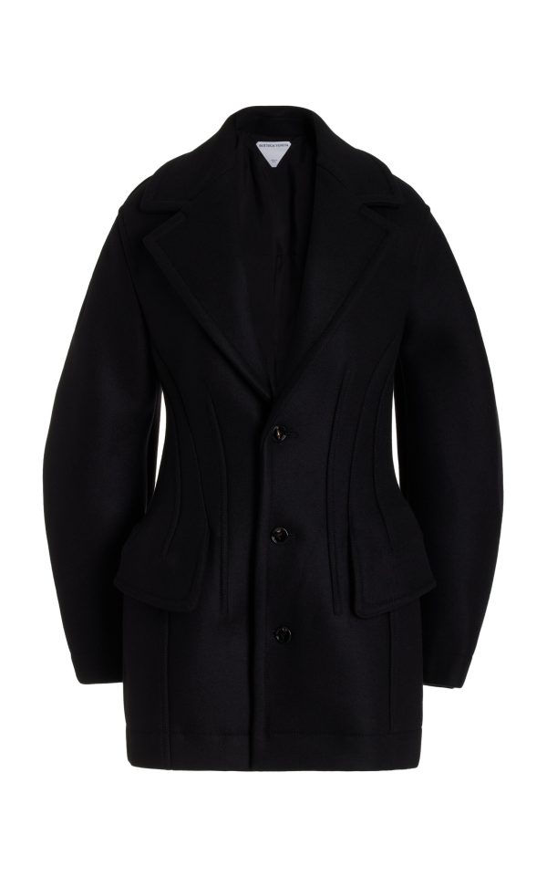Bottega Veneta - Stretch-Wool Felt Short Coat - Black - IT 38 - Moda Operandi