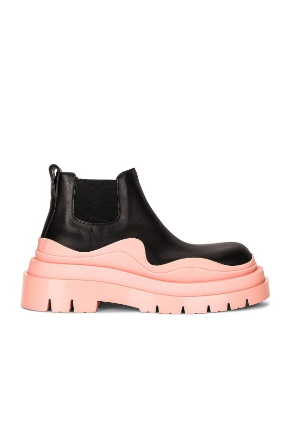 Bottega Veneta The Tire Ankle Boots in Black & Peachy & Transparent - Black,Pink. Size 39.5 (also in ).