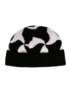 Bottega Veneta Wavy Triangle Wool Beanie in Black & White - Black. Size all.