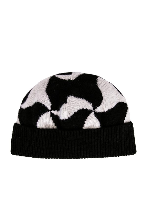 Bottega Veneta Wavy Triangle Wool Beanie in Black & White - Black. Size all.